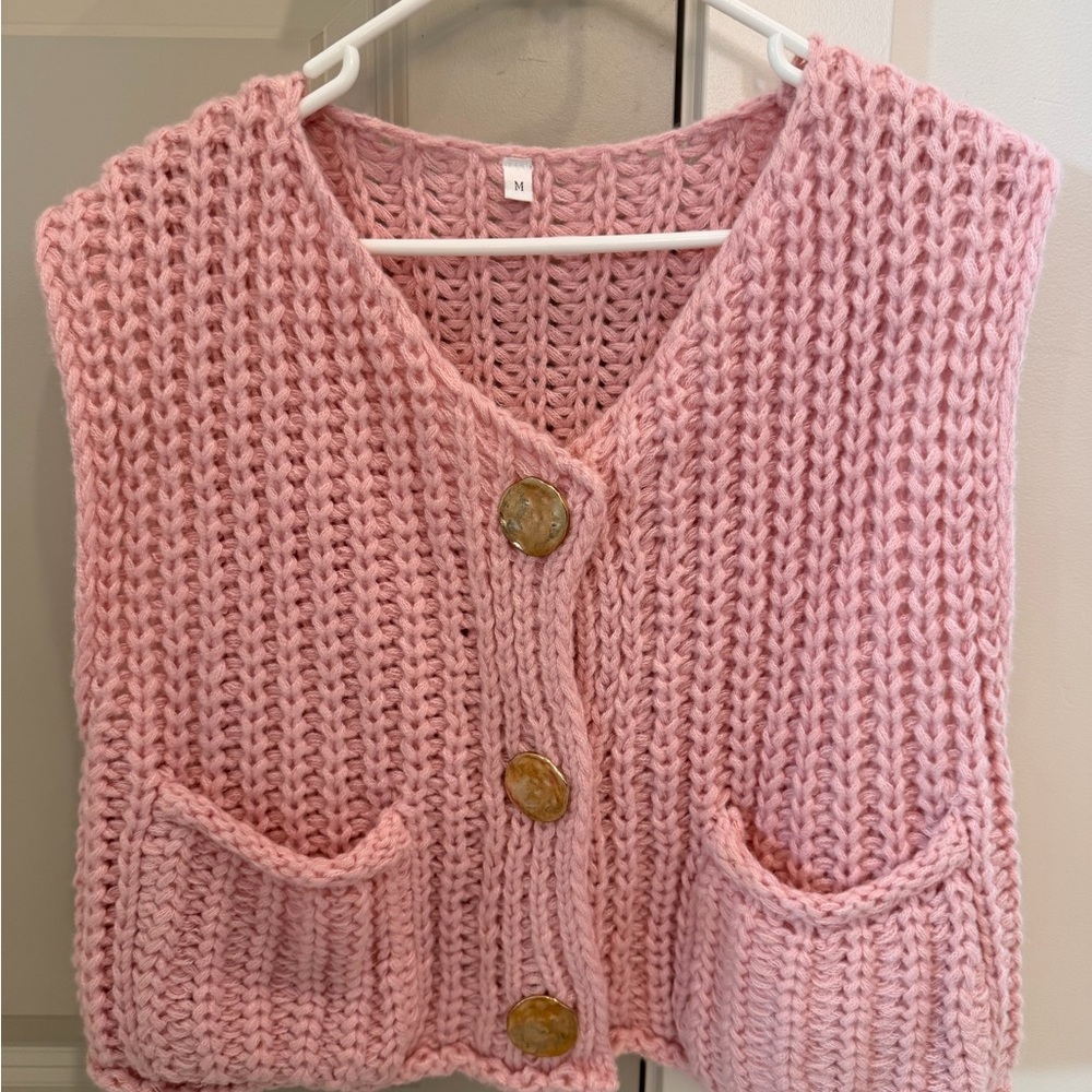 Pink Knit Women's Sweater Vest M
